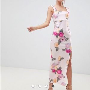 ASOS maxi dress with thigh split in floral print👗